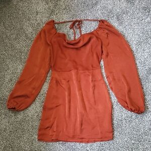 Cowl Neck Copper Mini Dress